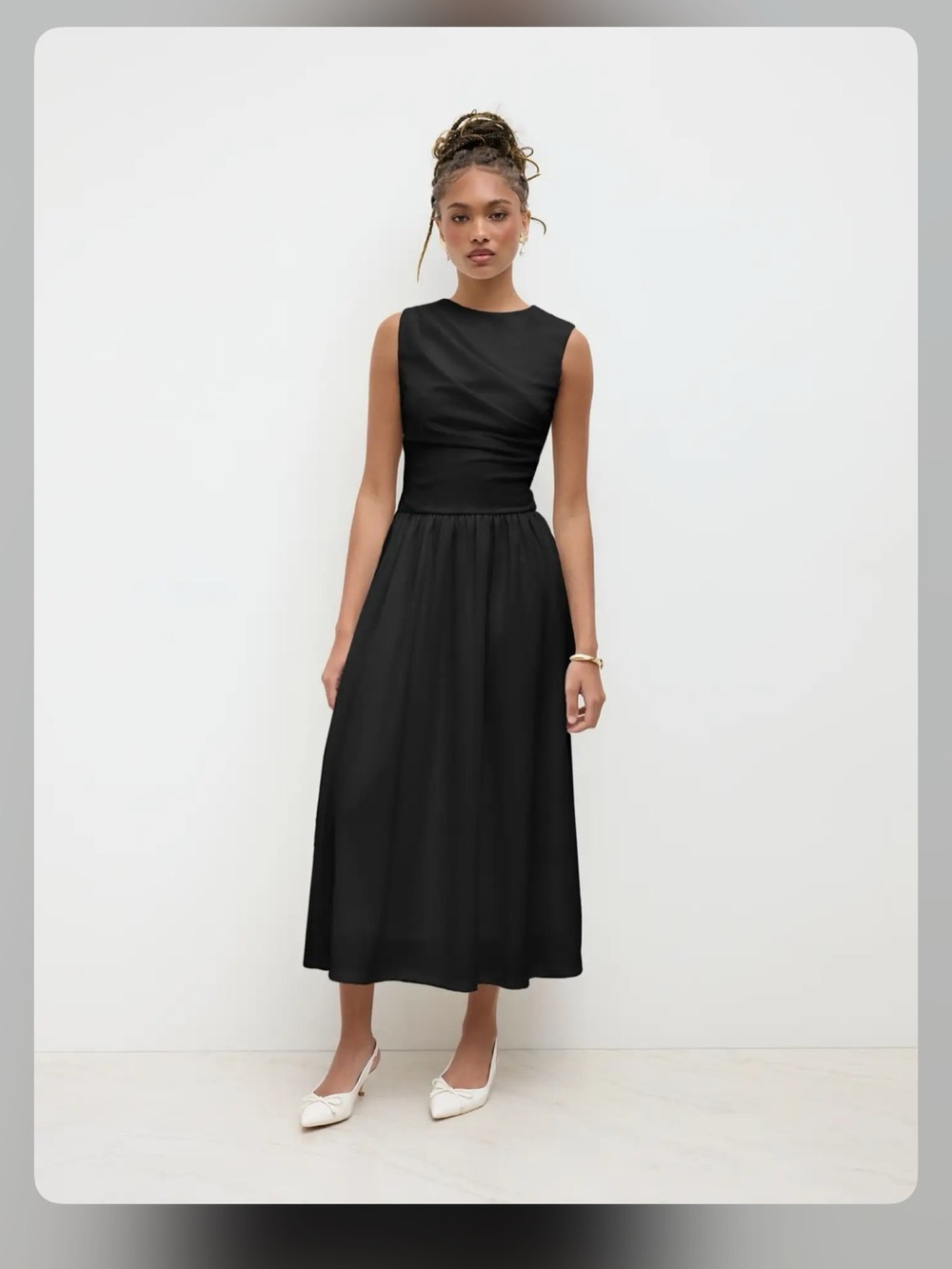 Cider ROUND NECKLINE RUCHED MAXI DRESS s PG7-1